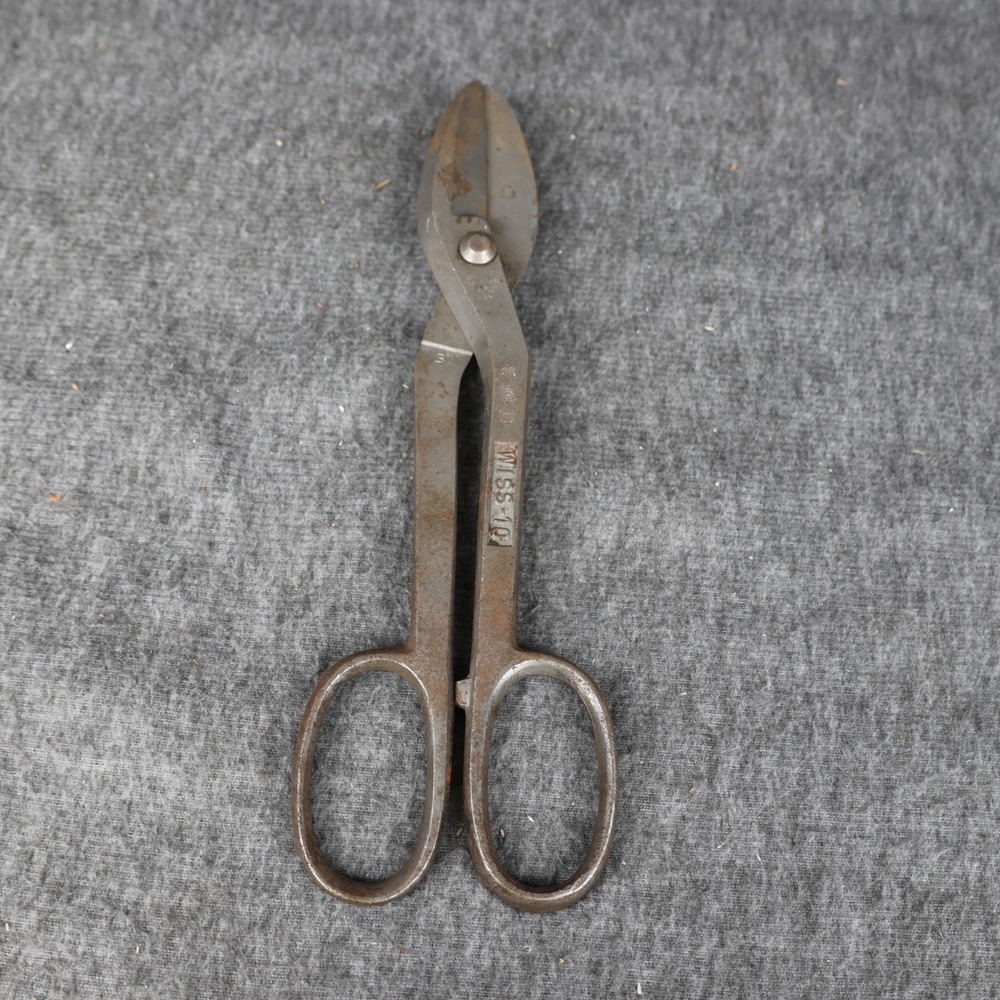 Vintage Wiss WISS-10 Industrial Shears Scissors Gray Inlaid Crucible Steel USA